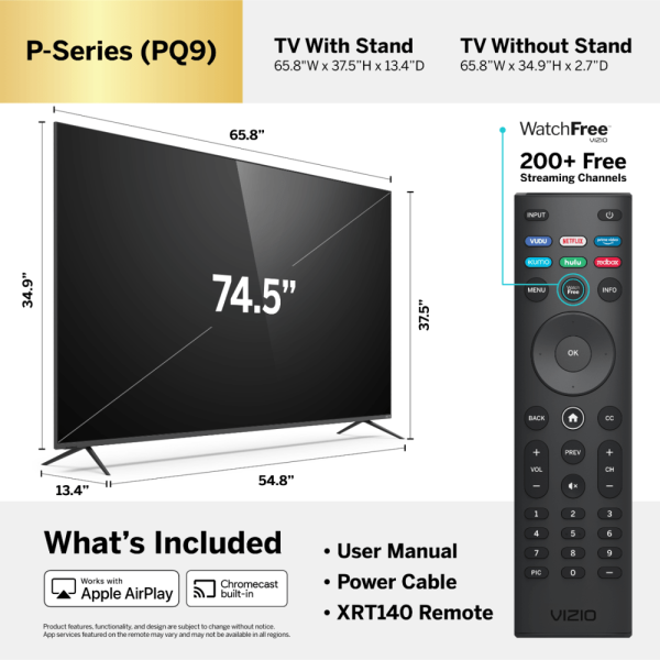 VIZIO 75 inch Class 4K UHD Quantum Smartcast Smart TV